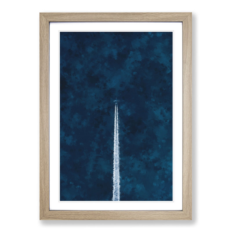 Contrails from the Airplane - Picture Frame Painting Print, 87cm H x 62cm W x 2cm D, Oak Framed