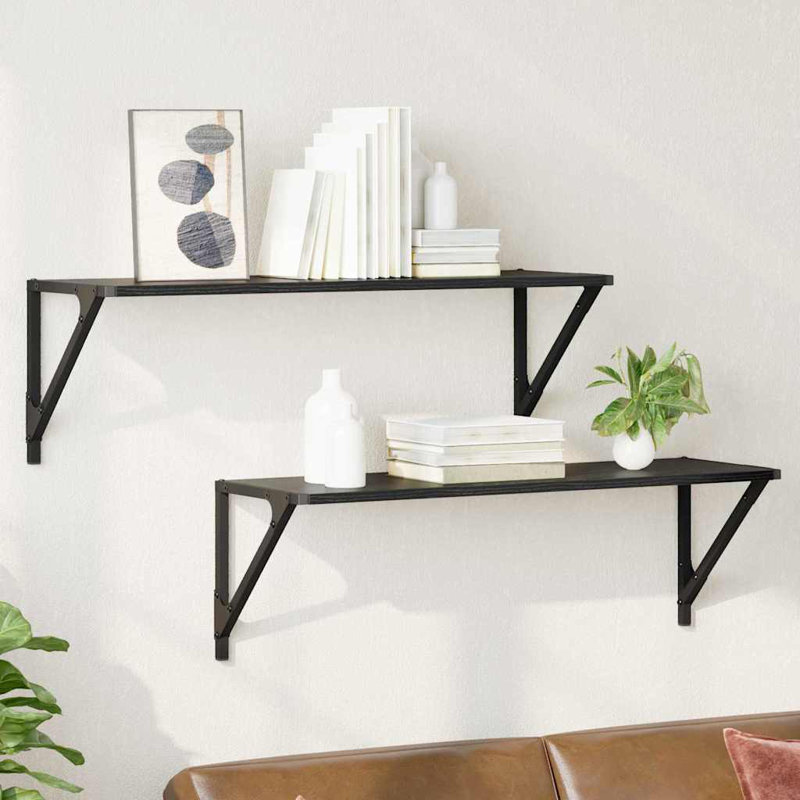 Floating Shelf, 25.5cm H x 80cm W x 25cm D, Black Oak