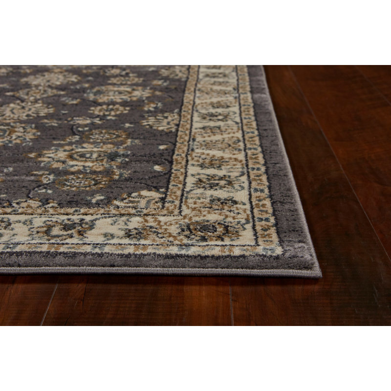 Aherin 3' X 5' Gray and Ivory Floral Area Rug, Runner 2' x 7'7"