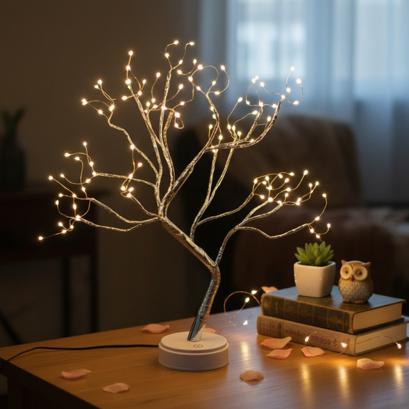 Décoration de table 20,8 po avec lumières et branches de table éclairées à DEL