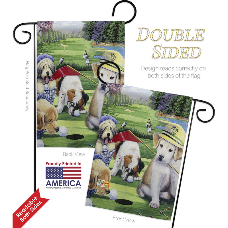 Chiots de golf à 2 faces de polyester 19 x 13 po ensemble de drapeaux