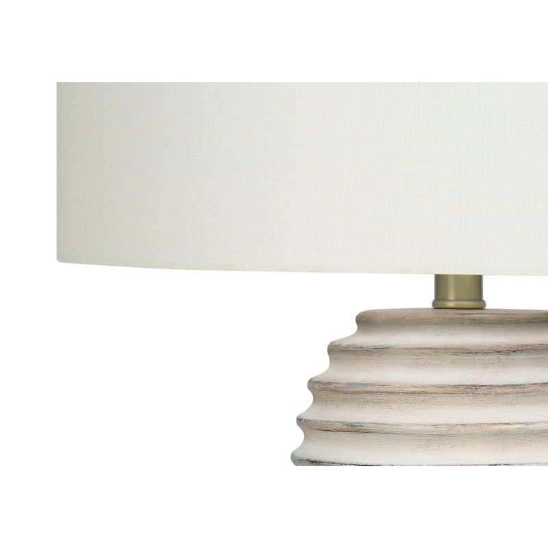 Lighting, 28 po, lampe de table, résine crème, abat-jour ivoire / crème, transitionnel