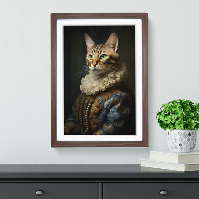 Bengal Cat Rococo Art - Framed Print