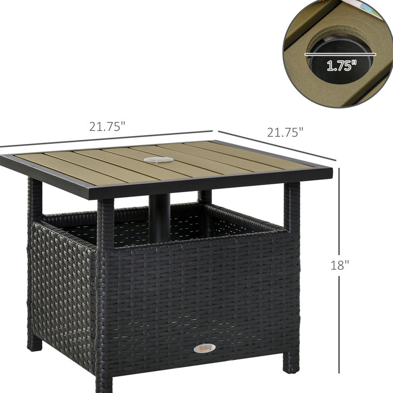 Table d'appoint d'extérieur avec design - Patio avec cadre en acier, trou pour parasol de jardin, housse stable pour sacs de sable,