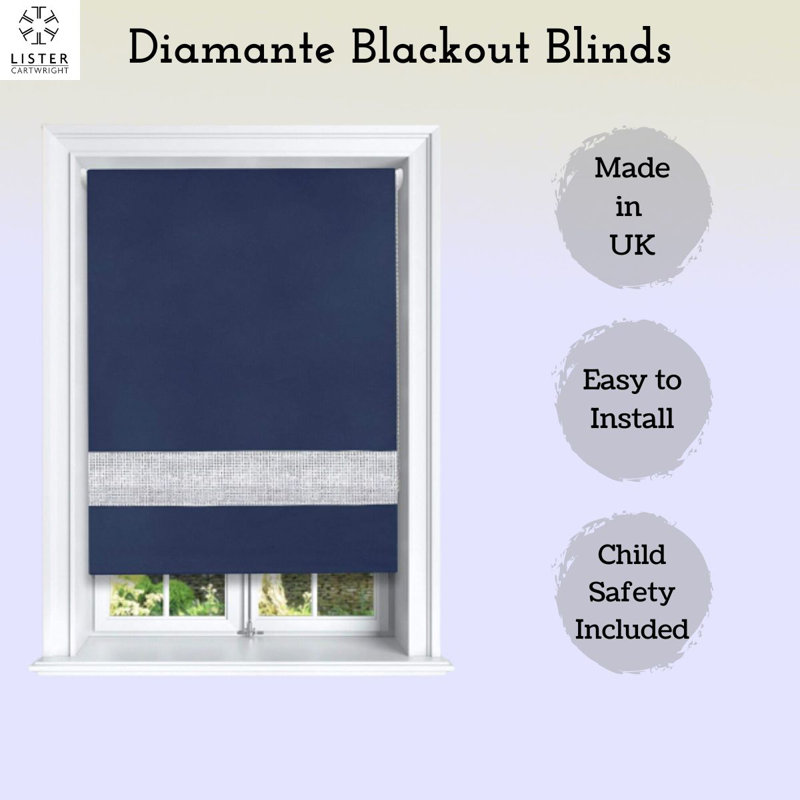 Roller Blind, 90cm W x 165cm L, Blue