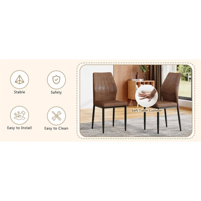 Ensemble de 4 chaises de salle à manger brune et noire à motif coquillage, 4 pièces
