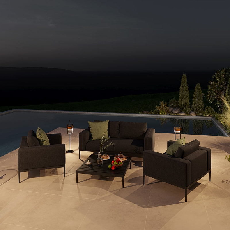Mikaylla Metal 4 - Person Seating Group with Cushions, Black, Charcoal
