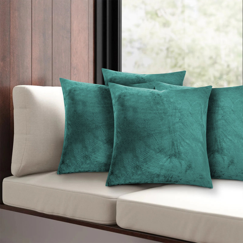 Apex Crushed Velvet Cushion Cover Set, Green Emerald