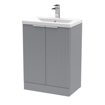 Fluted 600mm Free-standing Single Vanity Unit