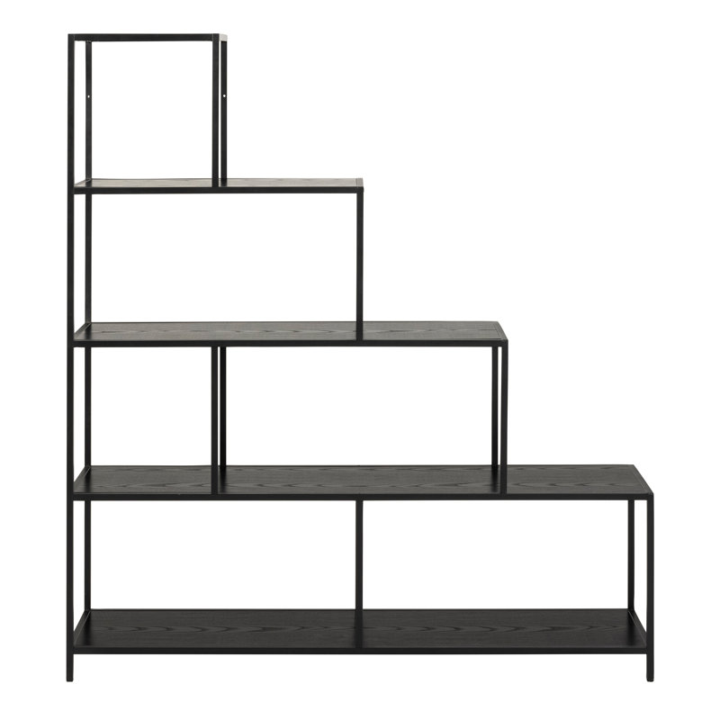 Amirea 150cm H x 135cm W Step Bookcase, Black