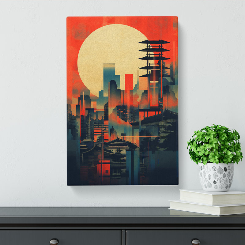 Japanese Sunset Constructivism - No Frame Print, 76cm H x 50cm W x 3cm D