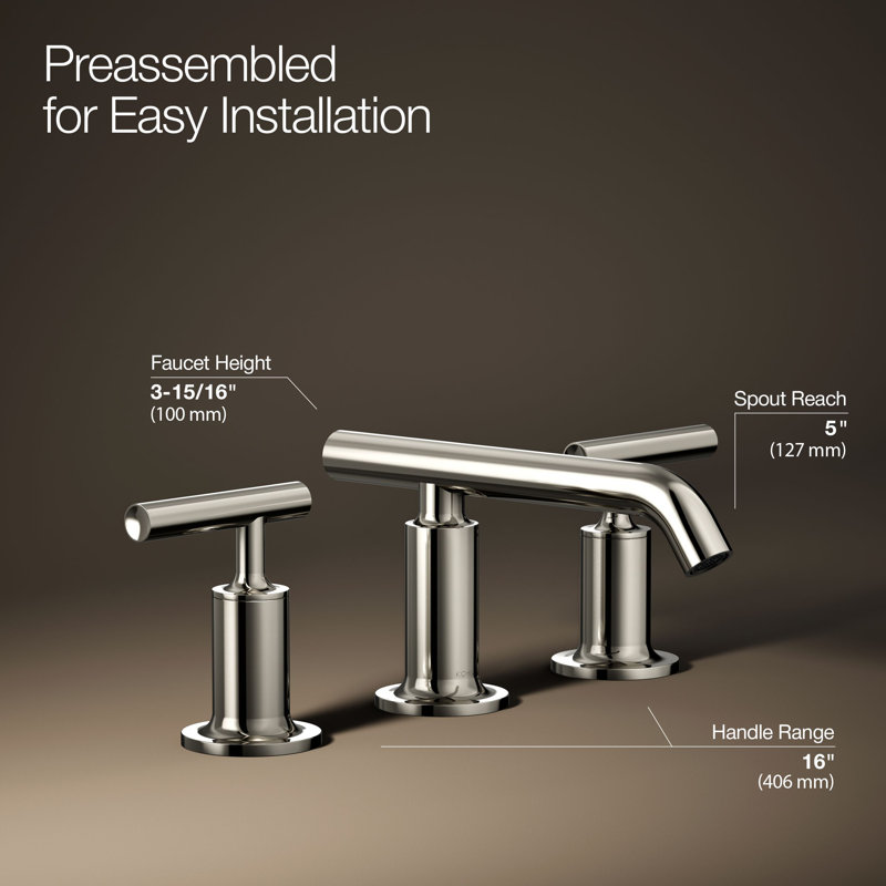 Purist Widespread Bathroom Faucet with Drain Assembly, Vibrant Polished Nickel