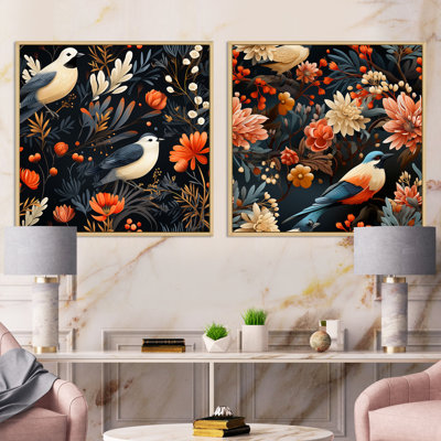 Clare - Ensemble de 2 collages floraux carrés