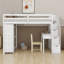 Lit mezzanine avec tiroirs de rangement, bureau et escalier, lit mezzanine en bois avec tablettes-2077395468