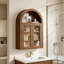 Armoire murale arquée 23,6 po avec portes en verre, armoire de rangement pour salle de bain avec tablettes réglables, armoire à pharmacie murale moderne-944810410