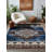 Minisase Collection Digital Print Cotton-Polyester Blue Moroccan Floral Rug-1538842421