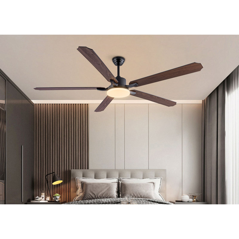 72 Inch 5 - Blade Wooden Ceiling Fan With Light And Remote Control