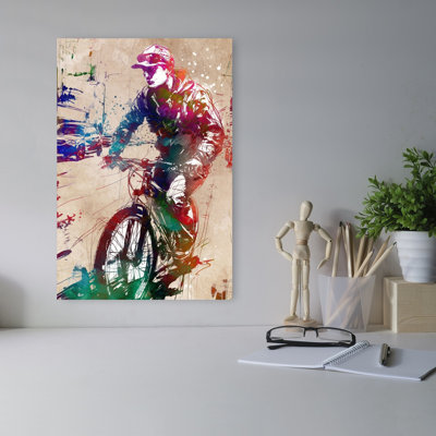Dynamic Urban Biker Abstract Contemporary Architecture City Wall Art