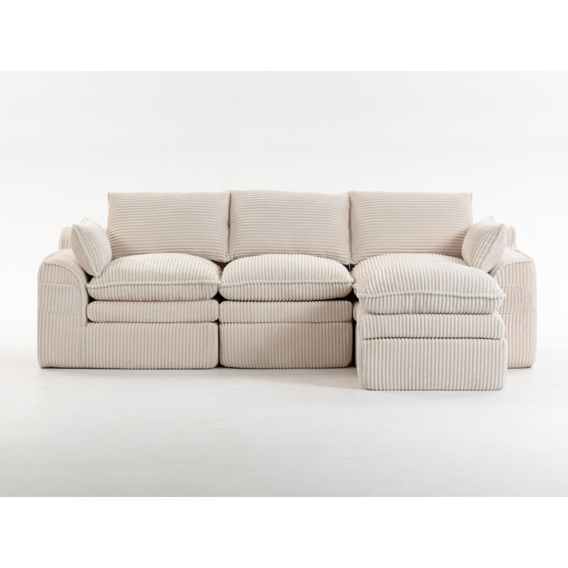 104'' Reversible Upholstered L-Shape Sectional Sofa, Beige