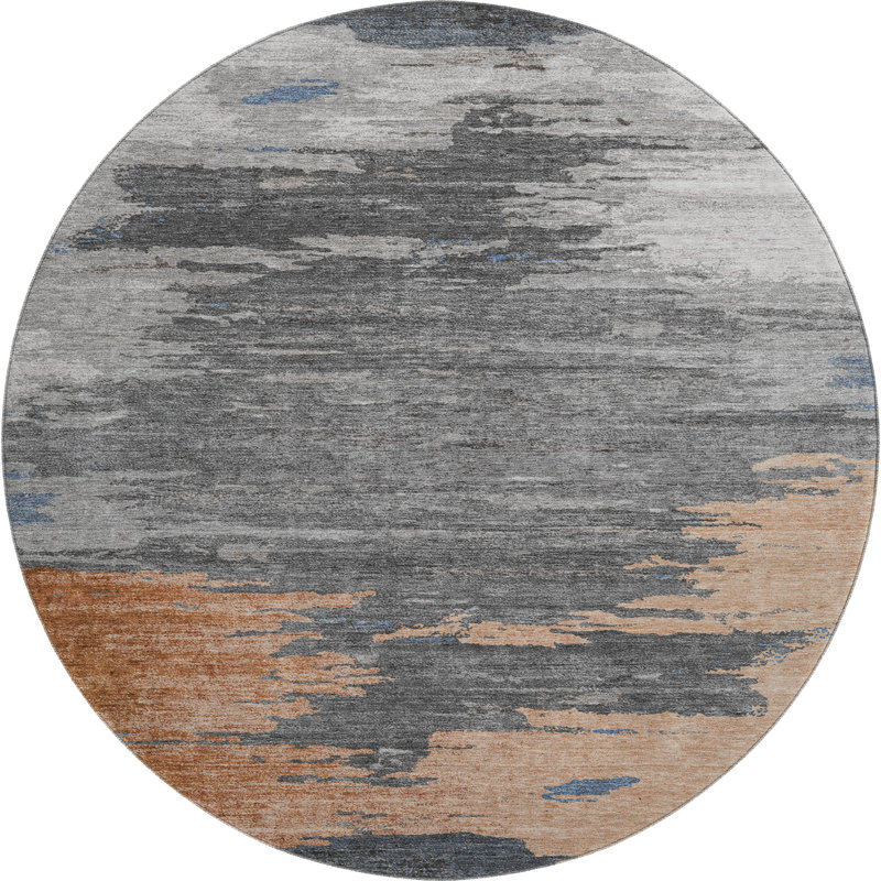 Premium Machine Washable Ansley Abstract Rug, Round 8'