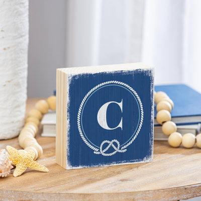 Coastal Wooden Plock Monogram Nautical 6" C