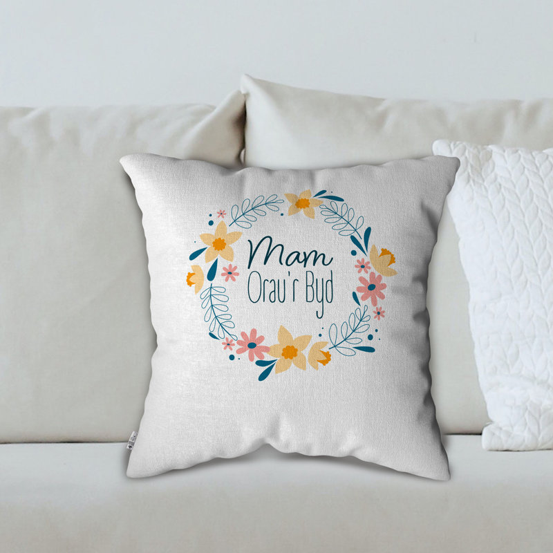 Floral White Square Throw Pillow Cover
