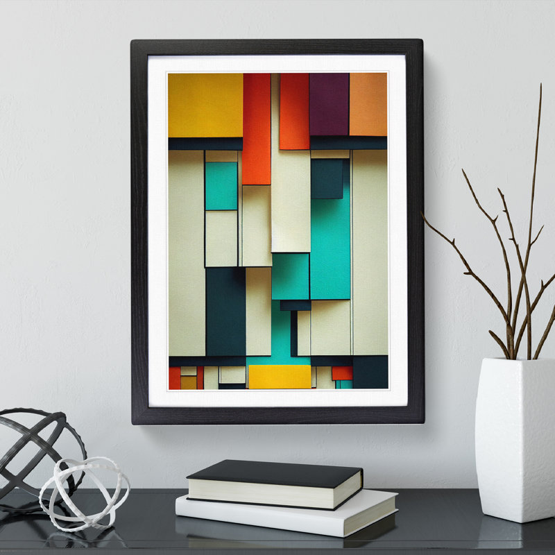Bauhaus Abstract Art No.1 - Single Picture Frame Print, Black Framed, 34cm H x 25cm W x 2cm D