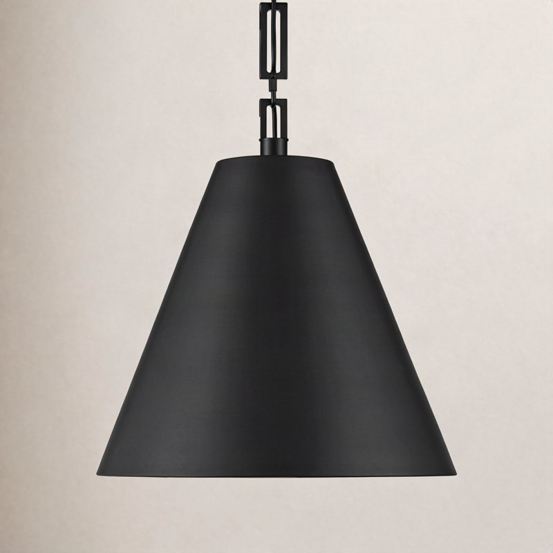 Alston 3 - Light Single Cone Pendant, Matte Black/Antique Gold