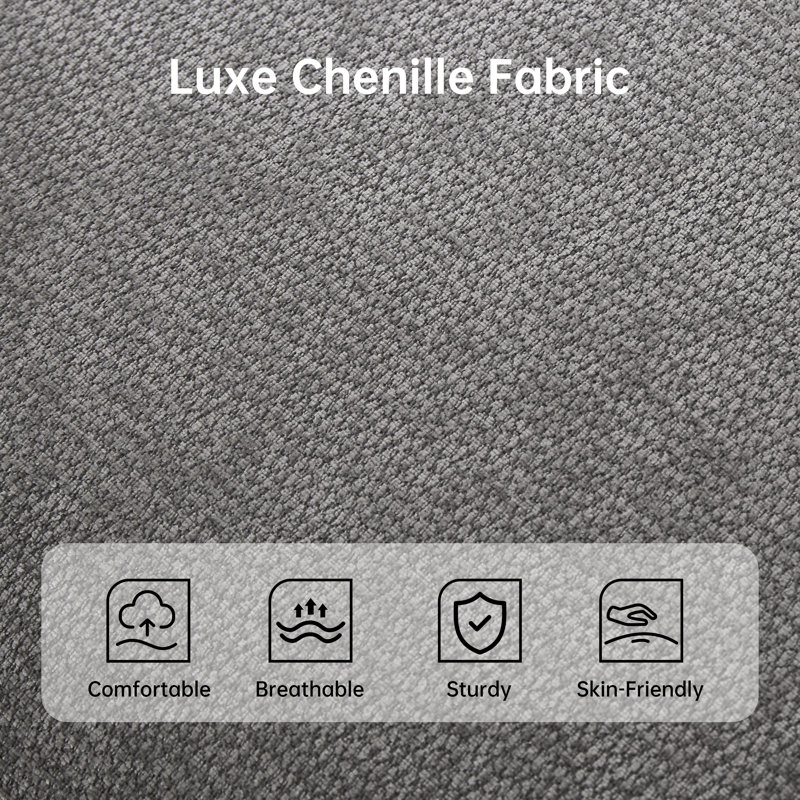 Canapé modulaire en L avec repose-pieds 106,3 po, Gris chenille