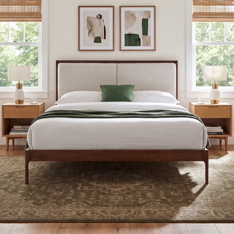 Chisa Upholstered Platform Bed, Queen, Black