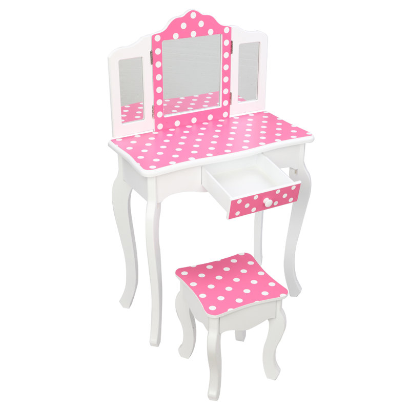 Coiffeuse pour enfant en bois massif avec miroir Enville