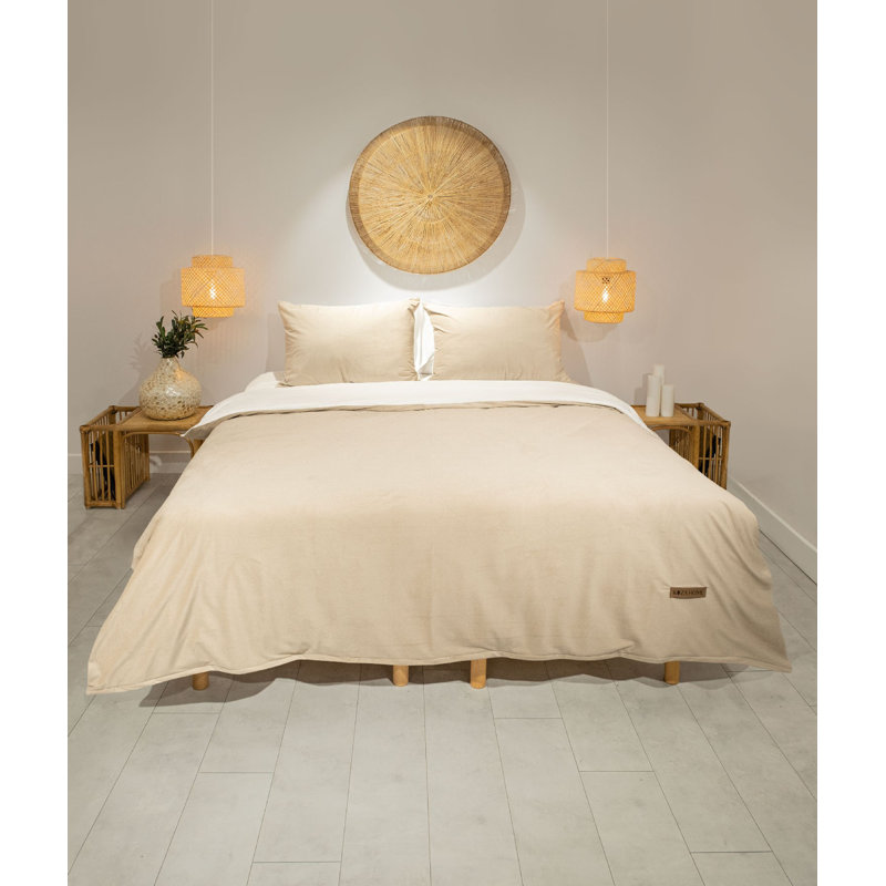 Luxury Double Quilt Cover Set, Mink Color, 79 x 87 inches | 100% Cotton, 242 Thread Count, Button Closure | Includes 2 Pillowcases 12 x 20 inches & 17 x 17 inches | Soft, Durable, Machine Washable for Cozy Bedding