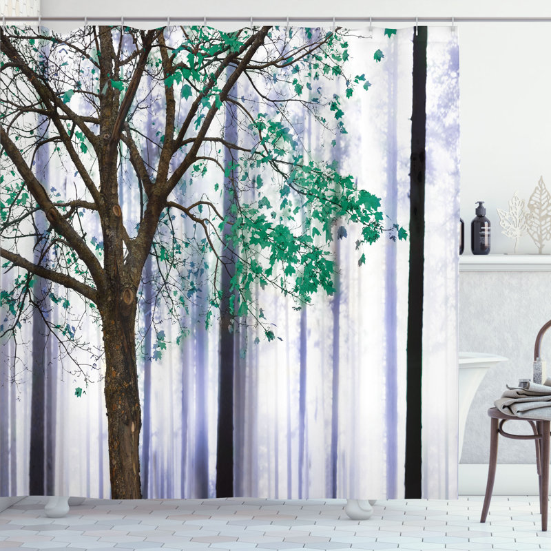 Picture of a Lonely Tree Leaves on an Abstract Woodland Background Print, Sea Green, 69" H x 69" W