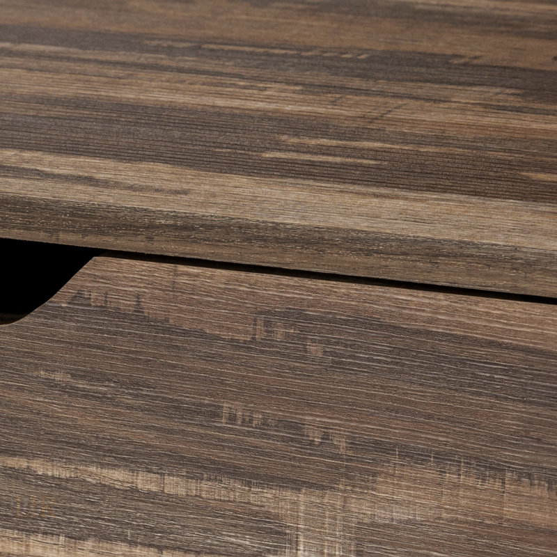 Modern Brown Laminate Computer Desk With Storage Drawers And Black Metal Frame For Home Office Work, Brown/Black