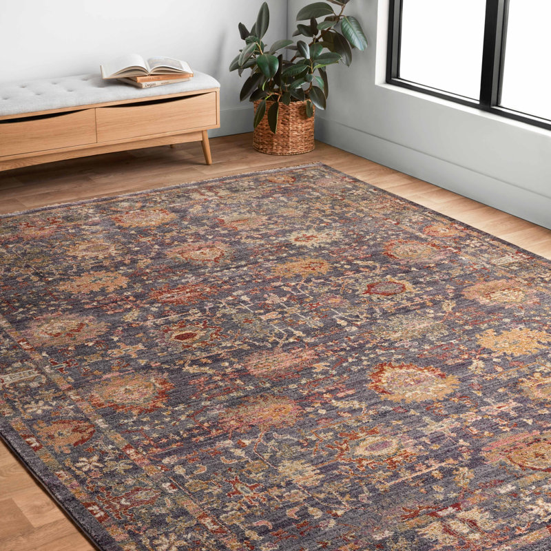 Tapis oriental gris / brun en laine, Rectangle 5 pi x 7 pi 10 po