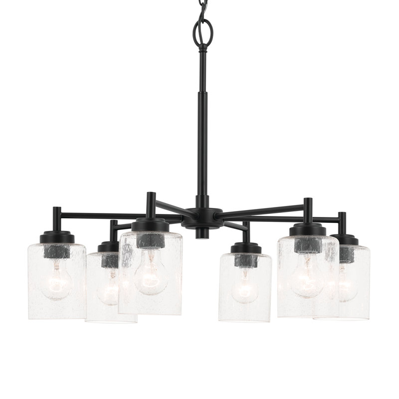 Winslow Black 6-Light Chandelier with Clear Seeded Glass