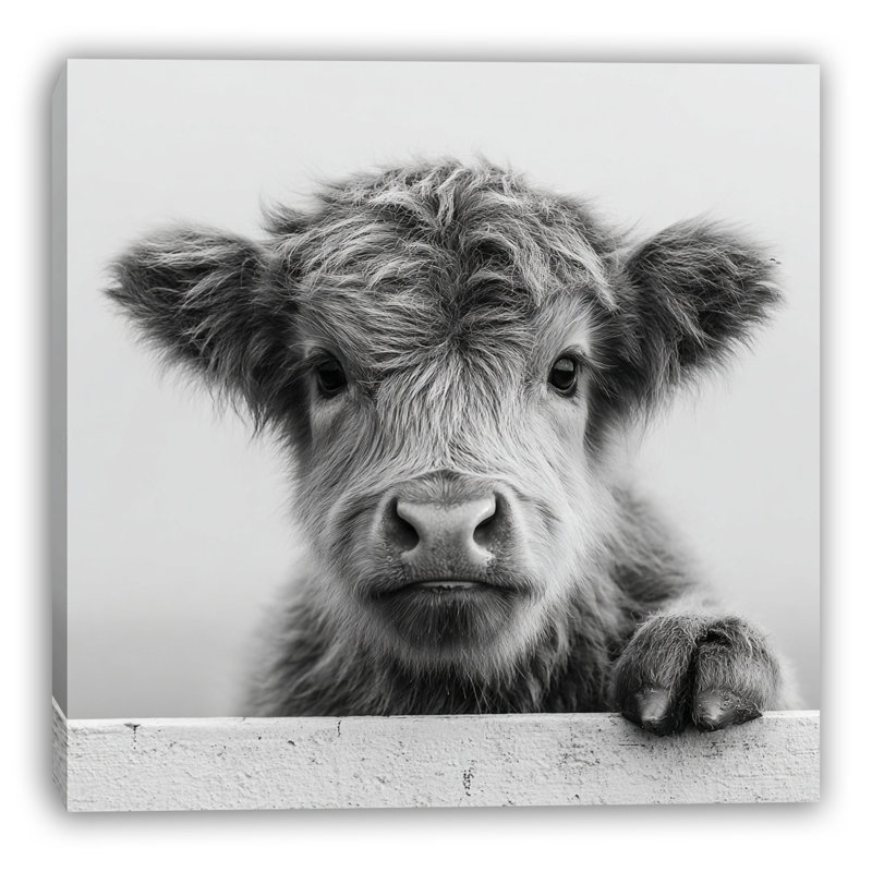 «Curious Calf Portrait», art mural sur toile tendue, L 20 po x H 20 po x P 1,5 po