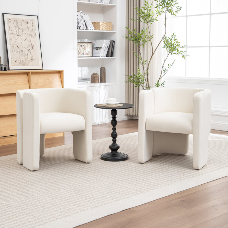 Jaimyn Upholstered Barrel Chair, Beige Velvet