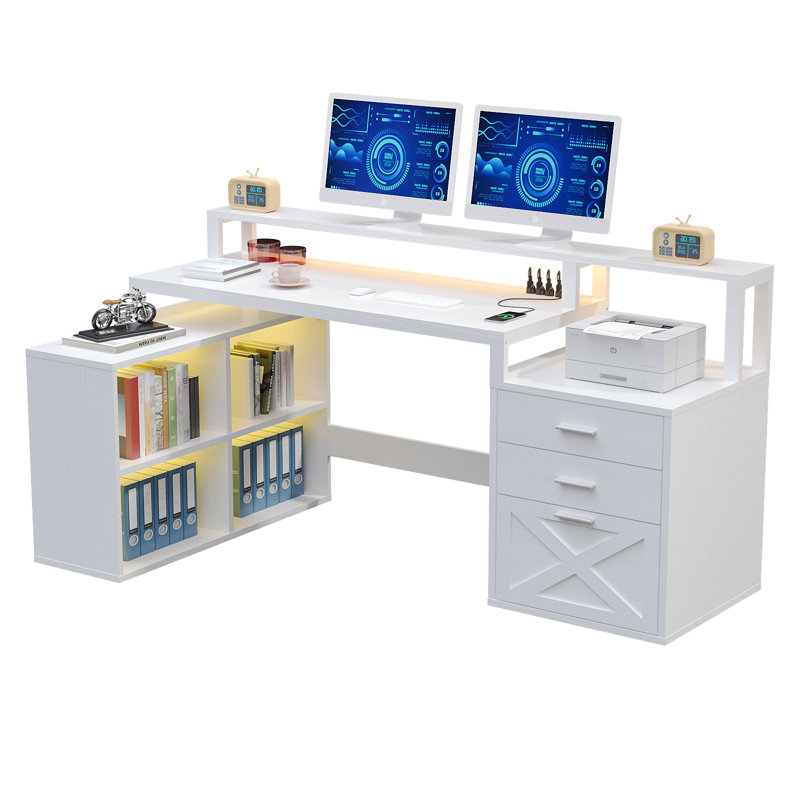 Caelee L-Shaped Computer Desk with Power Outlet