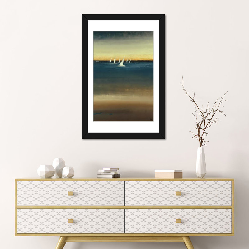 «Water's Edge I» par Lisa Ridgers - impression sur toile tendue, H 24 po x l 16 po x P 1 po, Papier beaux-arts encadré noir