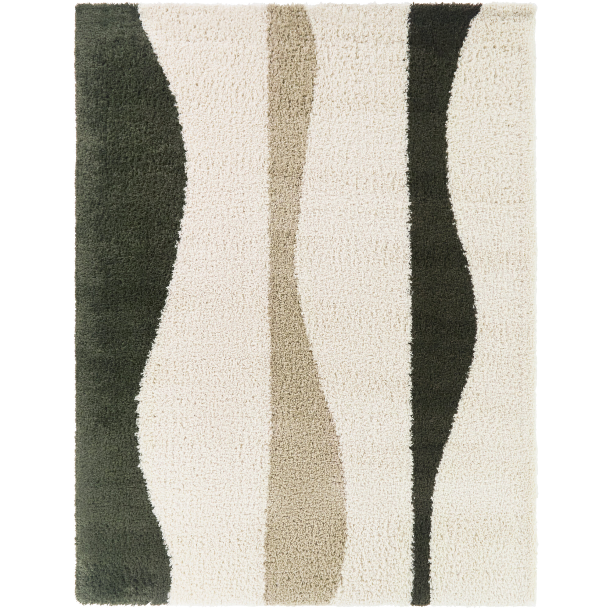 Wrought Studio™ Pashyn Green Abstract Waves Area Rug | Wayfair