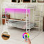 Lit superposé double au-dessus d'un lit double avec bureau intégré et éclairage à DEL - conception loft peu encombrante pour enfants et adolescents, structure robuste, assemblage facile, parfait pour les chambres à coucher et les dortoirs