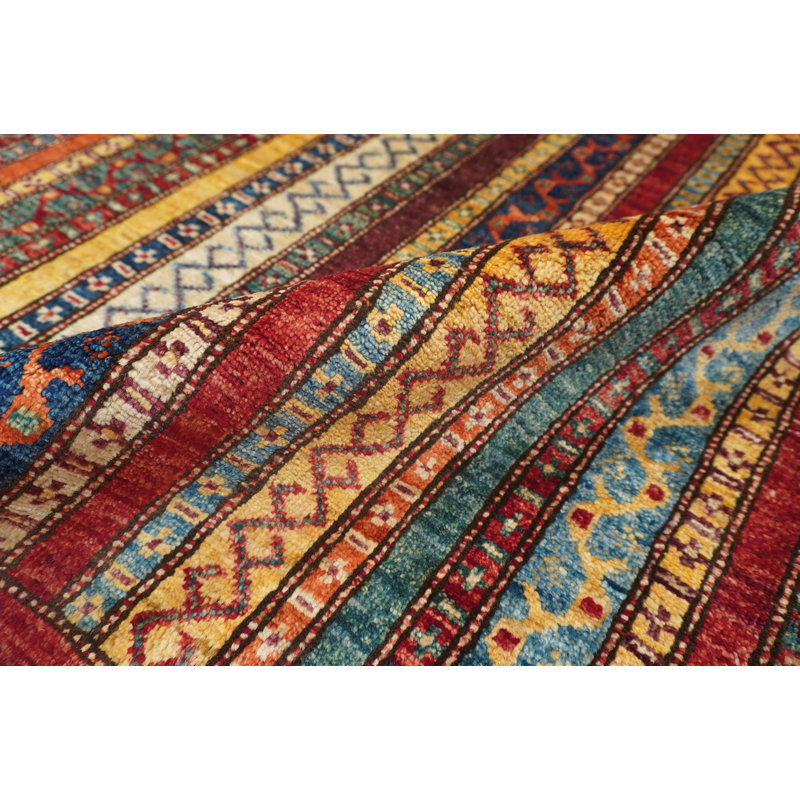 Aryana Wool Striped Area Rug in Red