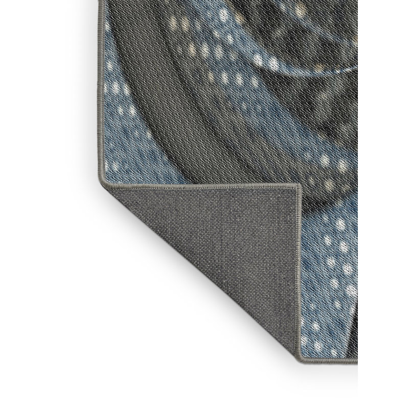 Tapis gris/bleu à tisser électrique, Rectangle 5 pi x 7 pi