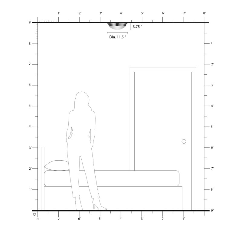 Plafonnier encastré Bruford, H 3,75 po x l 11,5 po x P 11,5 po, Blanc