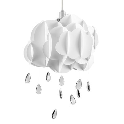 Cloud & Rain 47cm H Plastic Novelty Pendant Shade ( Clip On ) in White