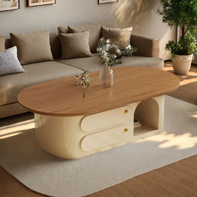 Cream log style solid wood end table