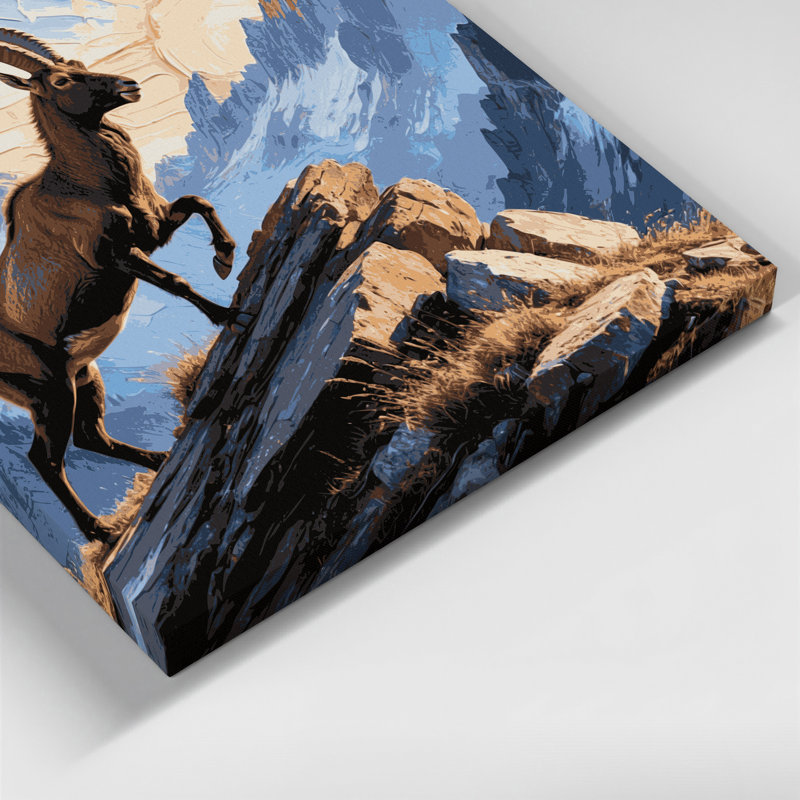 Wildlife Alpine Ibex Gray Canvas Wall Art, 11" H x 14" W