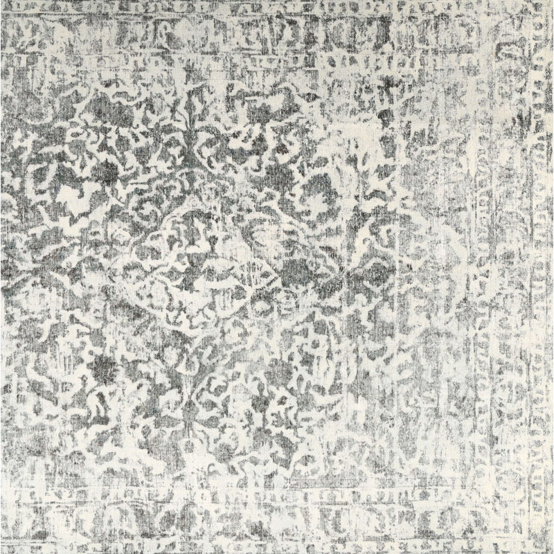 Tapis de zone gris en laine touffeté à la main Martens