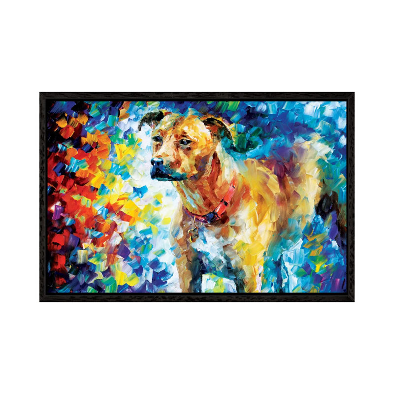 Dog III by Leonid Afremov - Painting on Canvas, Black Framed Canvas, 66.04 cm H x 45.72 cm W